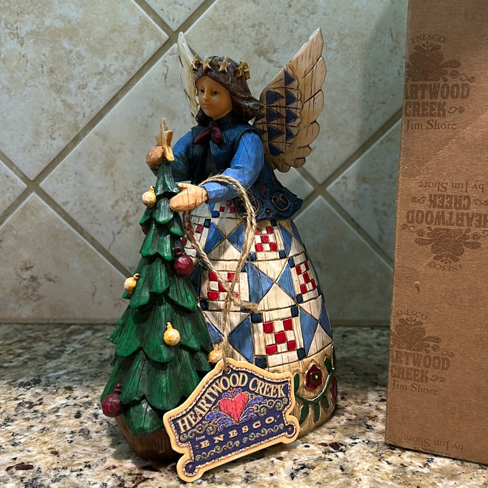 Jim Shore 2002 Angel With Christmas Tree SIGNED Heartwood Creek Original Box VTG